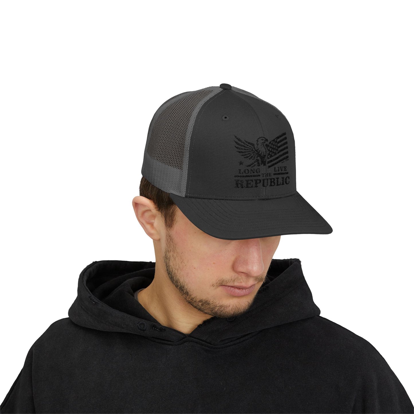 Long Live the Republic Snapback Trucker Cap - Patriotic Headwear for All Occasions - Black