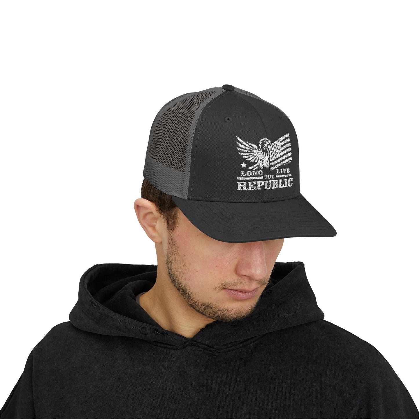 Long Live the Republic Snapback Trucker Cap - Patriotic Headwear for All Occasions - White