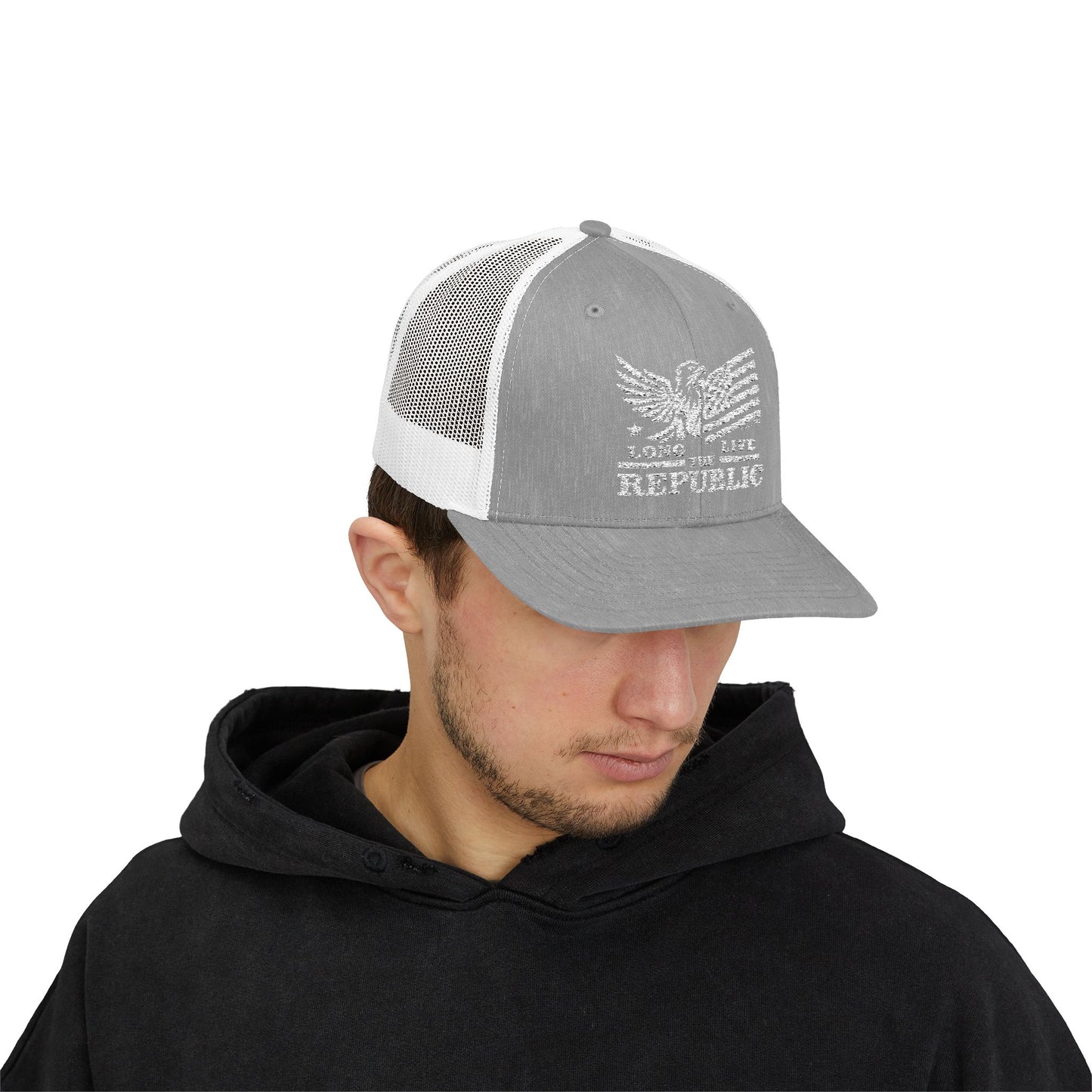Long Live the Republic Snapback Trucker Cap - Patriotic Headwear for All Occasions - White