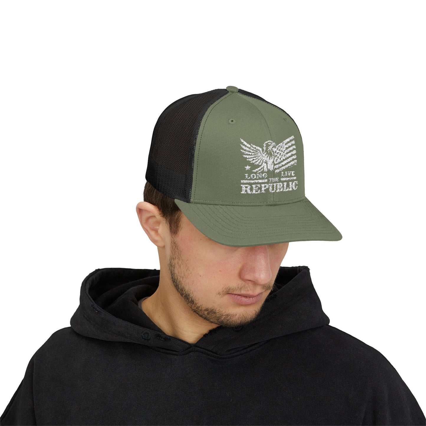 Long Live the Republic Snapback Trucker Cap - Patriotic Headwear for All Occasions - White