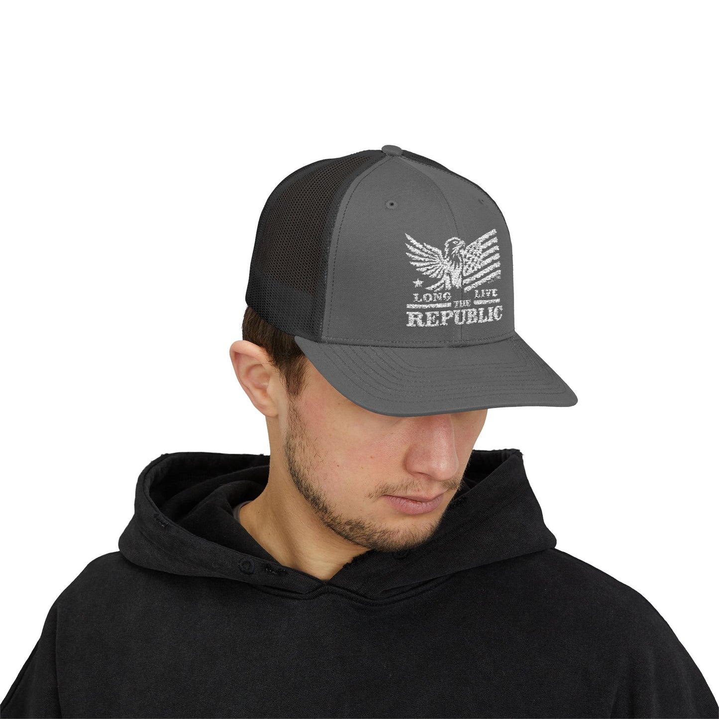Long Live the Republic Snapback Trucker Cap - Patriotic Headwear for All Occasions - White