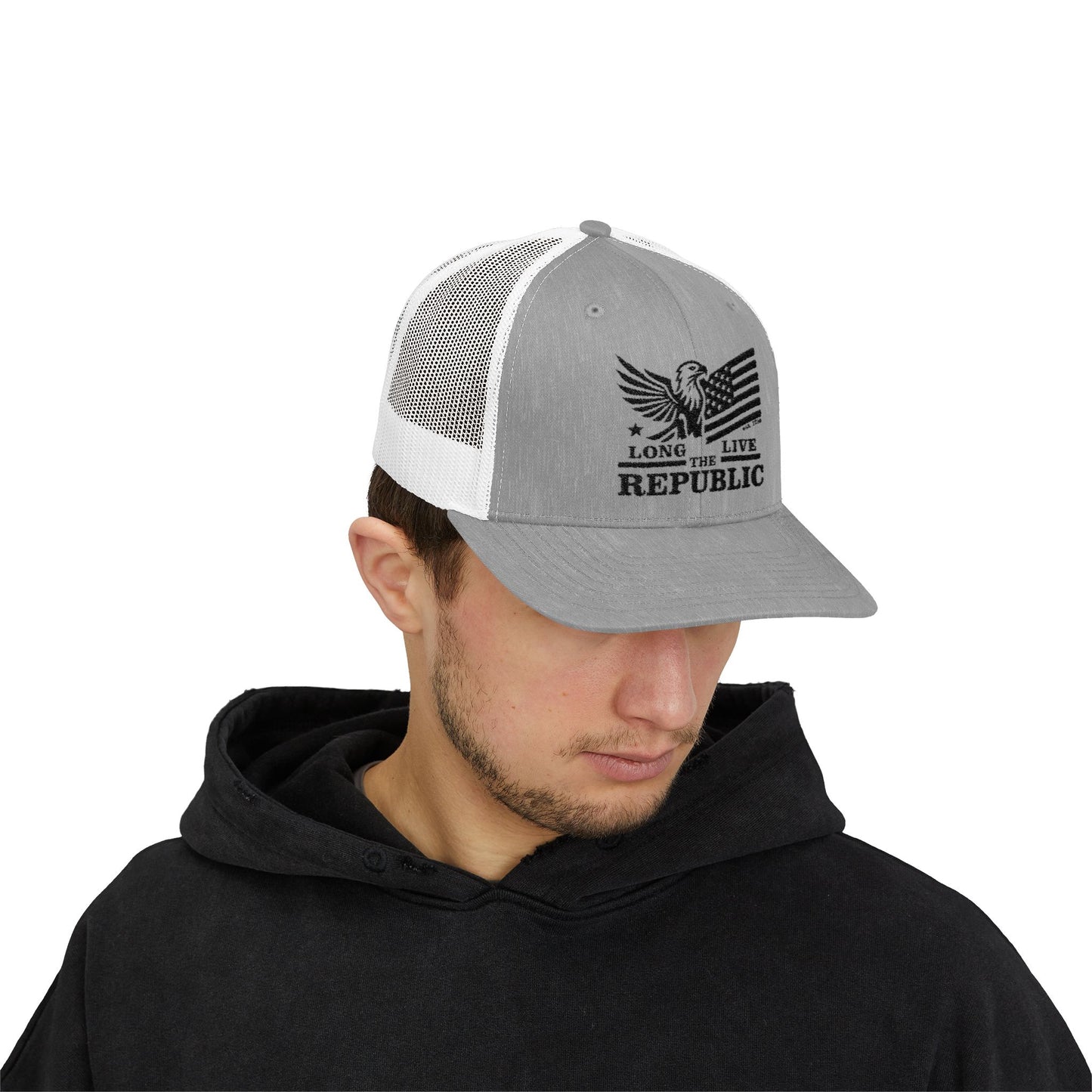 Long Live the Republic Snapback Trucker Cap - Patriotic Headwear for All Occasions - Black