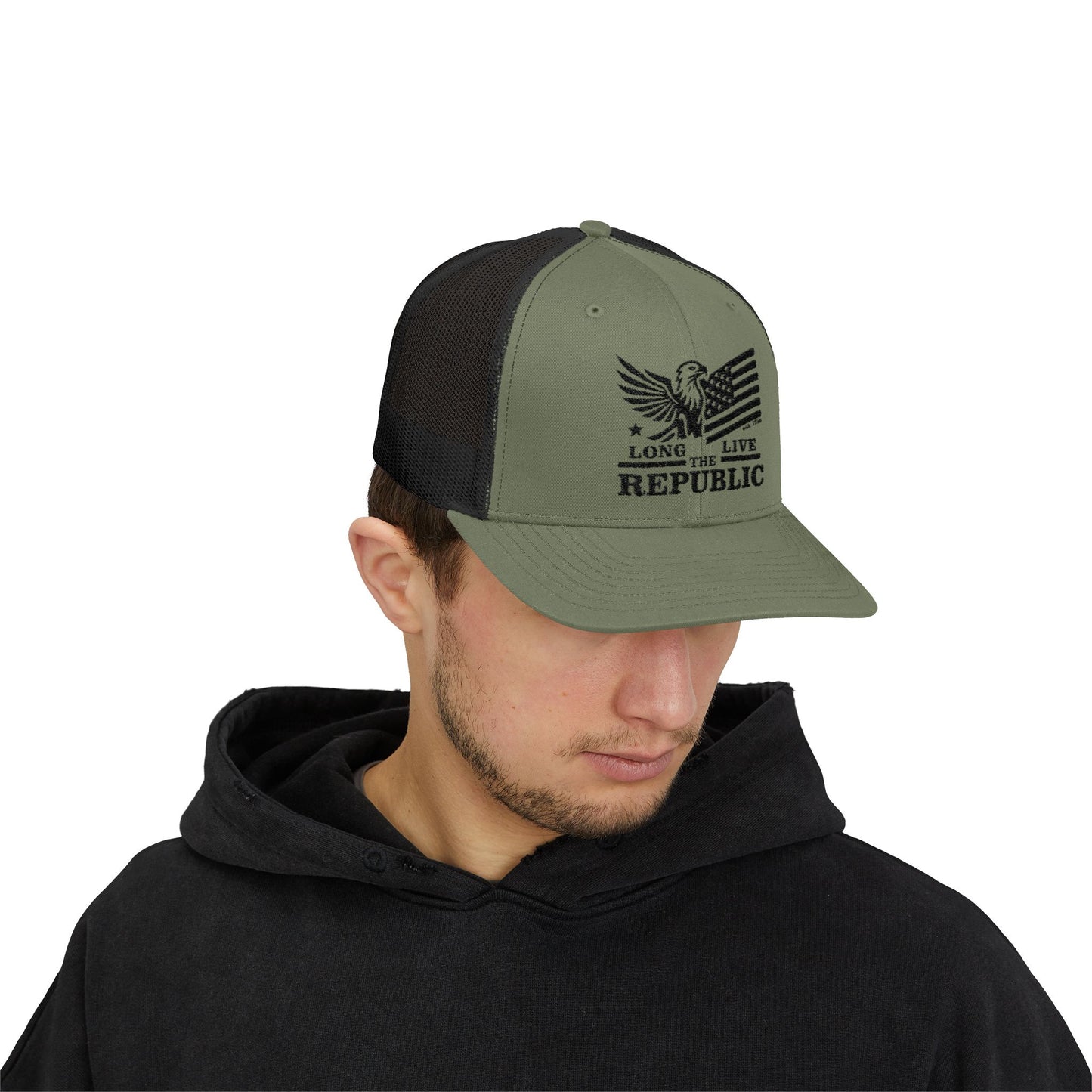 Long Live the Republic Snapback Trucker Cap - Patriotic Headwear for All Occasions - Black